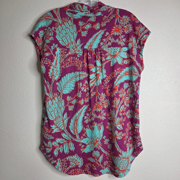 3 /$30 Soft Surroundings Floral Knit Tunic Top Purple Turquoise‎ Orange Small - Picture 5 of 10
